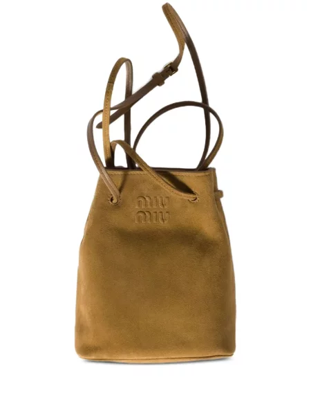 Geantă Miu Miu din piele de căprioară verde