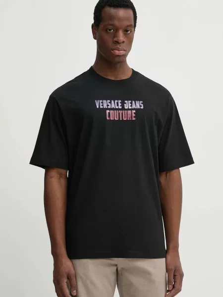 Versace Jeans Couture t-shirt z nadrukiem czarny