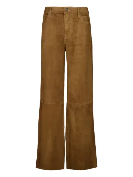 Pantaloni Paula din piele de căprioară maro