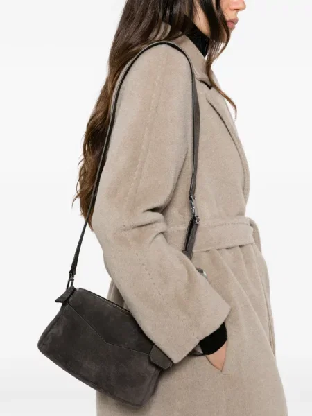 Τσάντα Max Mara σουέτ γκρι