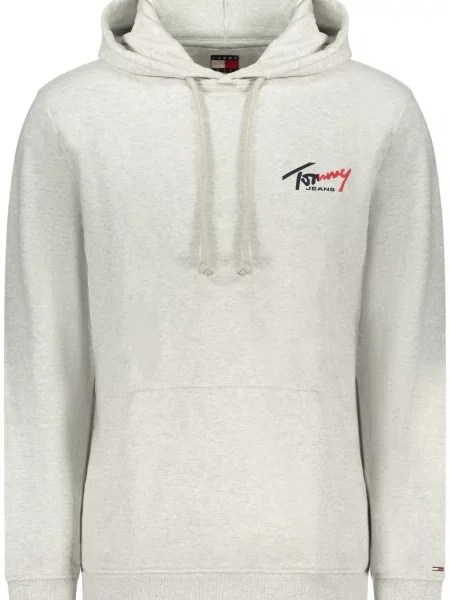 Geacă de blugi Tommy Hilfiger cu glugă cu autograf gri