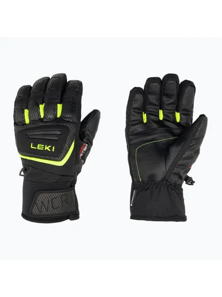 Lyžařské rukavice LEKI WCR Team 3D Junior black ice/lemon černé