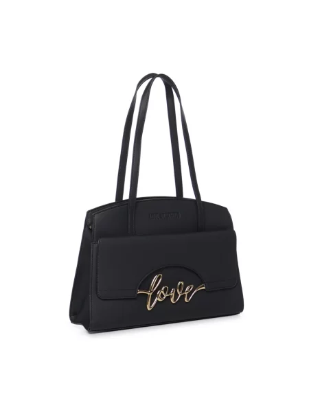 Love Moschino torebka tote z imitacji skóry czarna