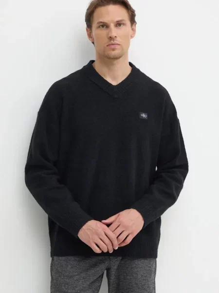 Пуловер Calvin Klein Jeans мъжки от топла материя черно