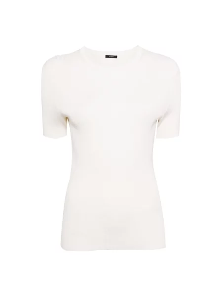 Satynowa koszulka Joseph z krótkim rękawem biała