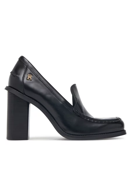 Tommy Hilfiger Pantofi Square Toe Heeled Loafer negru