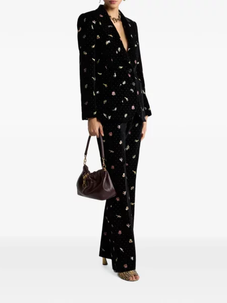 Geacă Etro de catifea cu model floral negru