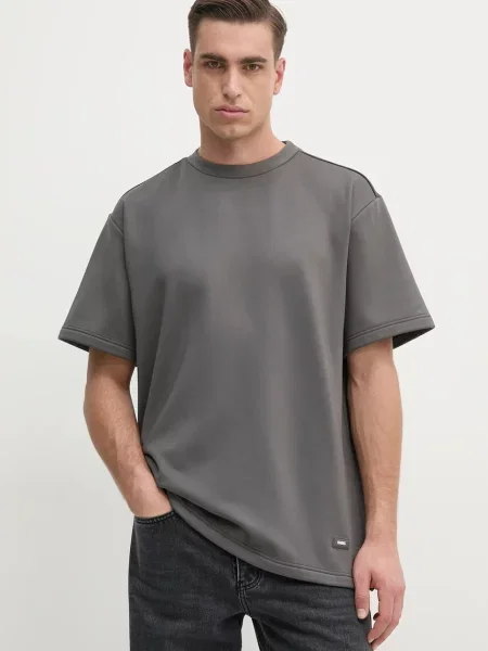 Rains t-shirt Sintra Fleece Tee gładki szary