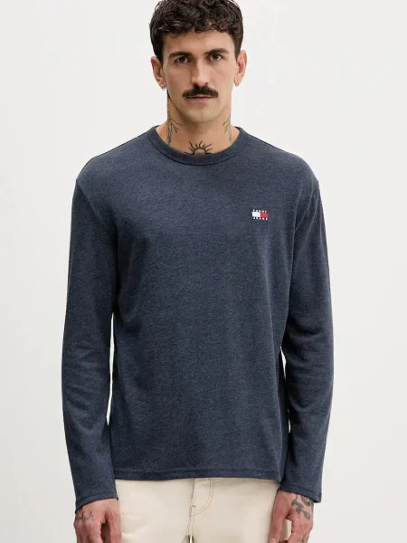 Tricou mânecă lungă Tommy Jeans albastru