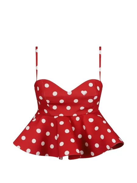 Bluzka Fiorucci w grochy z baskinką czerwona