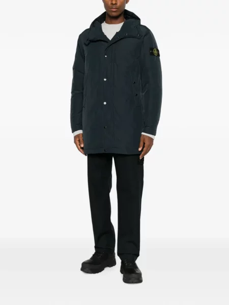 Geacă Stone Island cu glugă cu strasuri albastru