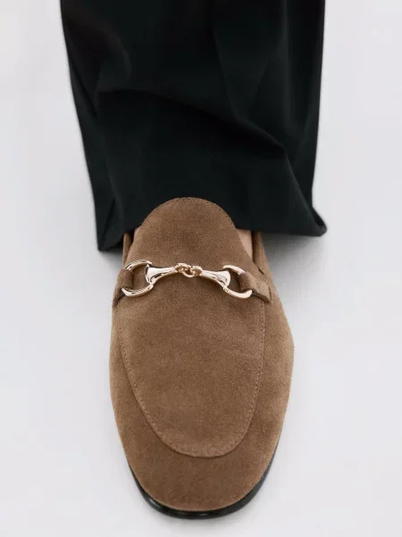 Кожаные лоферы Mango коричневые