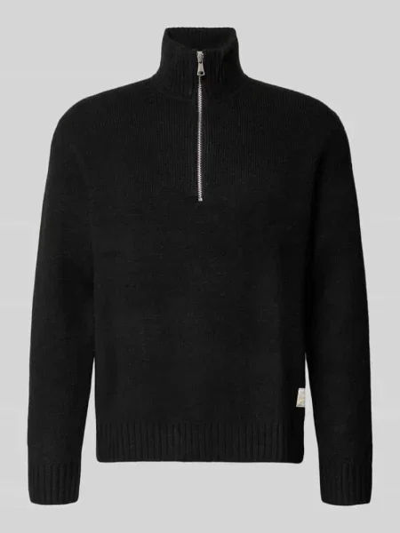 Sweter z dzianiny z elastycznej mieszanki wełny o kroju relaxed fit Jack & Jones czarny