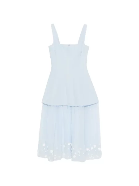 Миди рокля Stine Goya на цветя с апликация до коляното синьо