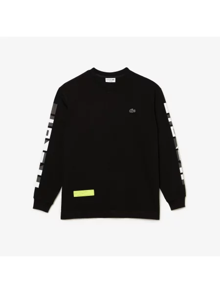 Lacoste Luźny Krój Koszulki Z Nadrukiem Lacoste czarna