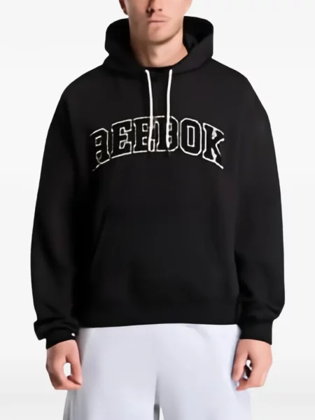 Суичър с качулка Reebok с принт черно