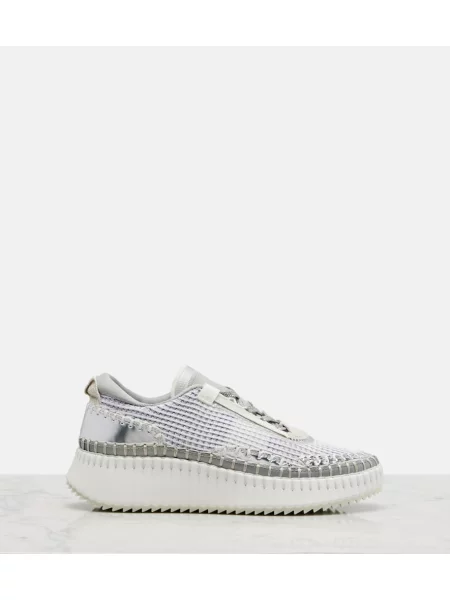 Sneakerși Chloé Nama cu platformă argintiu