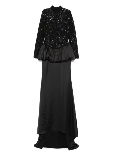 Rochie Nissa cu paiete din dantelă negru