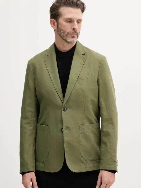 Сако с лен United Colors of Benetton бежово