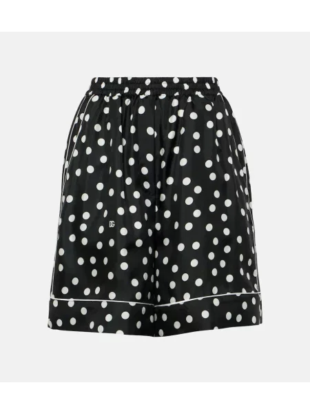 Satynowe spodnie Dolce&gabbana w grochy czarne