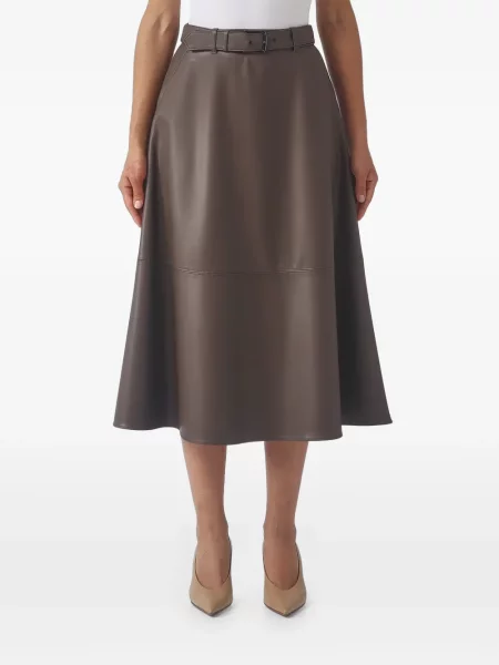 Cu centură fustă midi Max Mara în linie A maro