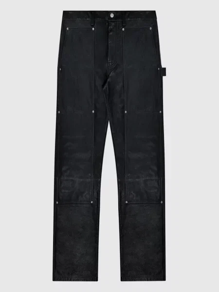 Шкіряні штани з вінтажним ефектом Helmut Lang чорні