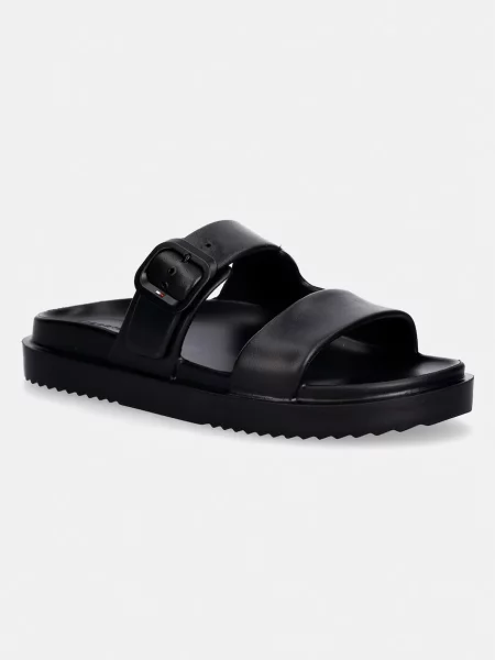 Tommy Hilfiger natikači TH LIGHT DOUBLE STRAP SANDAL črna