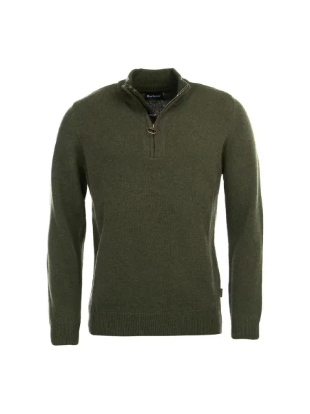 Sweter Barbour wełniany z kapturem zielony