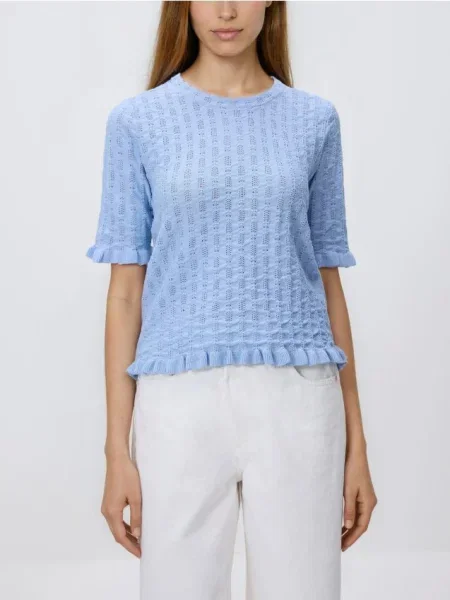 Reserved Pulover cu conținut ridicat de albastru-pal albastru