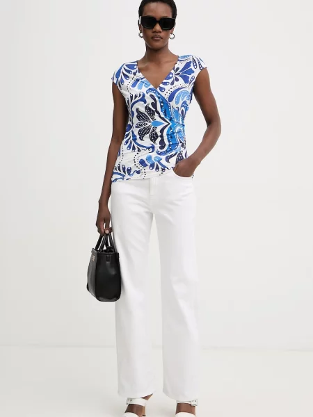 Morgan bluzka kopertowa niebieska