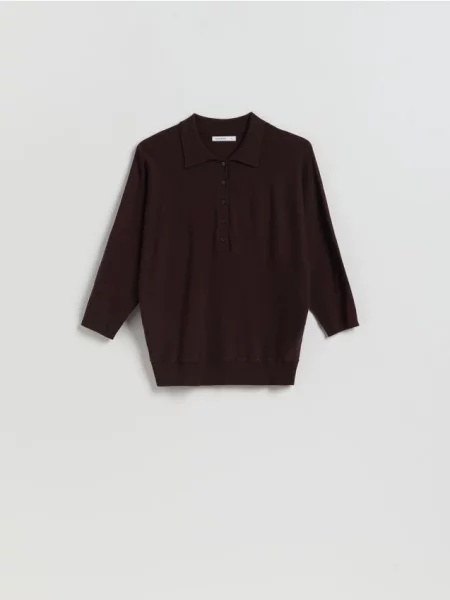 Gulerat tricou polo Reserved maro