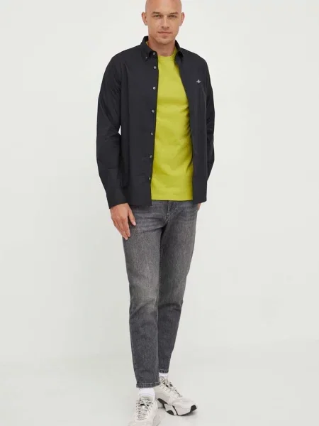 Tričko Gant černá slim s límečkem button-down bílé