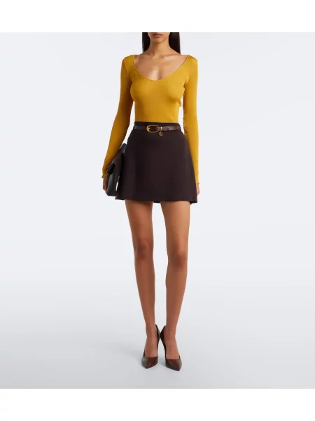 Fusta mini Wolford din jerseu maro