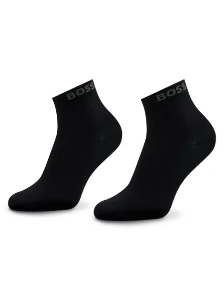 Krótkie skarpety z detalami z logo w zestawie 2 szt. Hugo Boss czarne