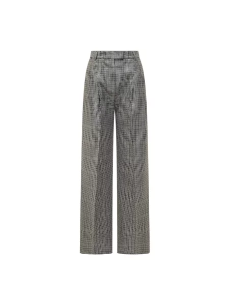 Lniane spodnie Des Phemmes w kratkę szare