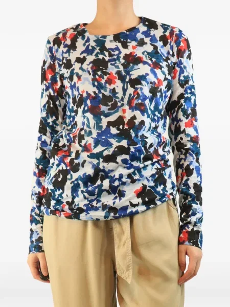 Lung tricou Proenza Schouler cu imagine cu imprimeu abstract albastru