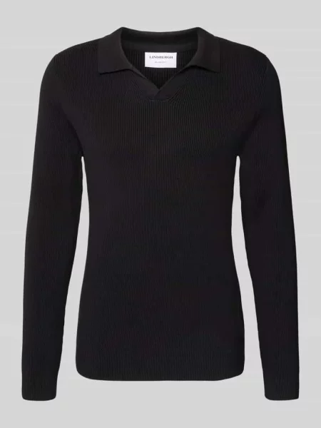 Koszulka polo o kroju relaxed fit z fakturowanym wzorem Lindbergh czarne
