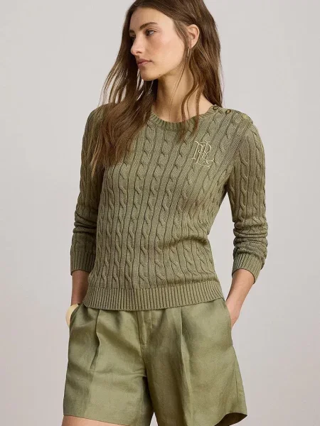 Lauren Ralph Lauren Pulover kaki / oliva zelena
