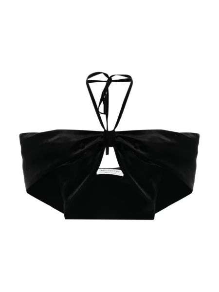 Krótki top Philosophy Di Lorenzo Serafini z dekoltem halter czarny