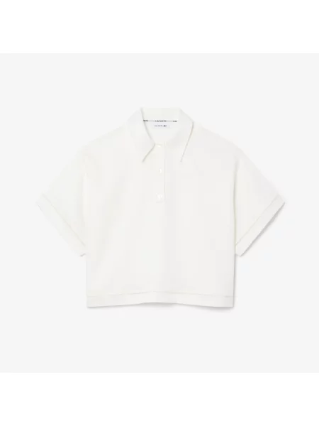 Lacoste Koszulka Polo Oversize Z Lejącego Diagonalu biała