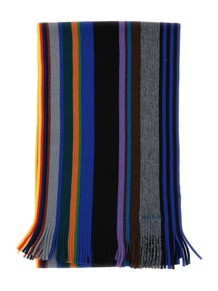 Fular Paul Smith cu franjuri cu dungi negru