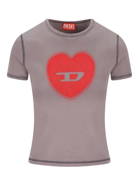 Tricou Diesel cu imagine scurt gri