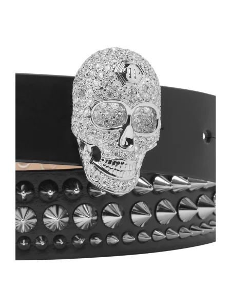 Pasek Philipp Plein skórzany z paskiem czarny