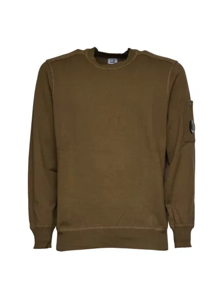 Dzianinowy sweter C.p. Company z okrągłym dekoltem zielony