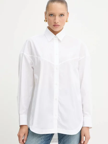 BOSS Orange cămașă din cu guler clasic relaxed alb