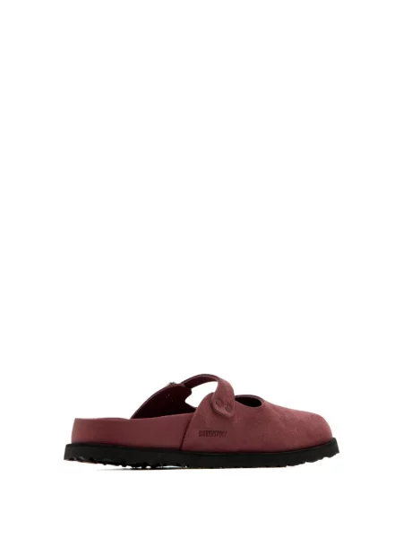 Papuci tip mules Birkenstock cu cataramă cu bretele roșu