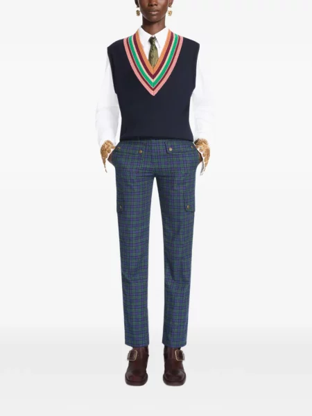Flanelové kalhoty Dries Van Noten modré