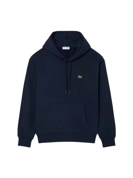Bluza z kapturem Lacoste polarowa z kapturem niebieska