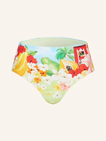 Seafolly High Waist Bikinové Kalhotky Cuba světle zelená/ tmavě modrá červená