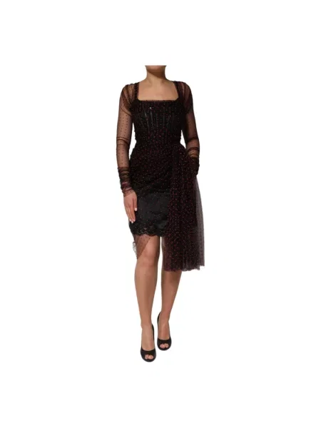 Sukienka mini Dolce And Gabbana szyfonowa czarna